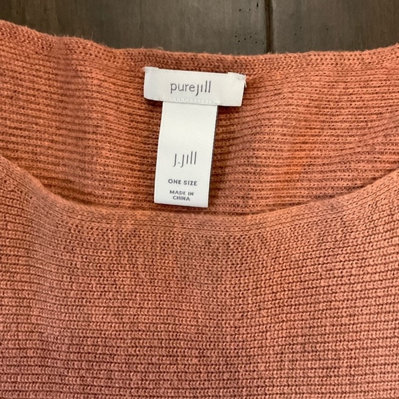 J JILL Orange Gray Ombré Round Neck Cotton Knit Poncho Sweater Size One Size - Picture 7 of 8